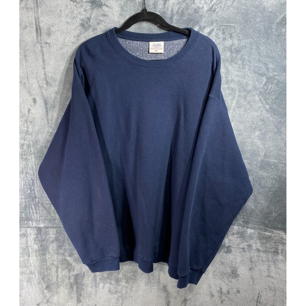 Vintage Pluma Sweatshirt Mens 2XL Navy Heavyweight Fleece Crewneck Solid Thick